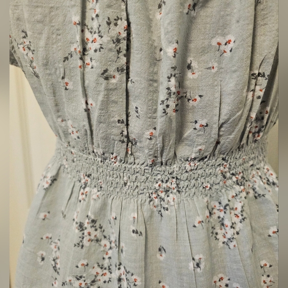 Becool Womens Elastic Waist Boho Floral Pepulum Ruffled Bottom Blouse SZ M - Picture 4 of 10